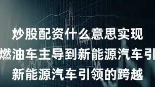 炒股配资什么意思实现了从传统燃油车主导到新能源汽车引领的跨越