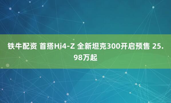 铁牛配资 首搭Hi4-Z 全新坦克300开启预售 25.98万起